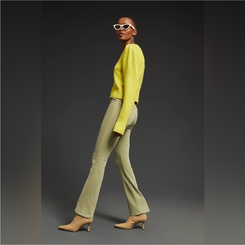 MOTHER High-Rise Olive Green Straight Jeans - Picture 2 of 15